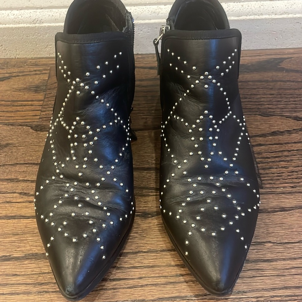 Black silver studded booties. Size 8.